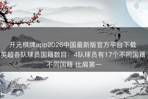 开元棋牌app2026中国最新版官方平台下载 德转清点英超各队球员国籍数目：4队球员有17个不同国籍 比肩第一