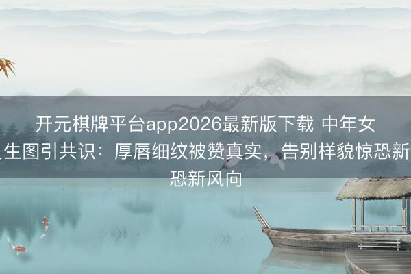 开元棋牌平台app2026最新版下载 中年女演员生图引共识:厚唇细纹被赞真实,告别样貌惊恐新风向